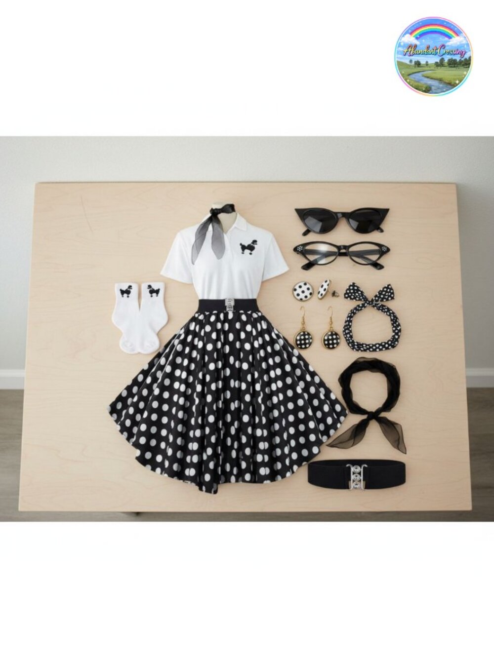 1950s poodle skirt outfit women 50s sock hop costume polo shirt accessories
